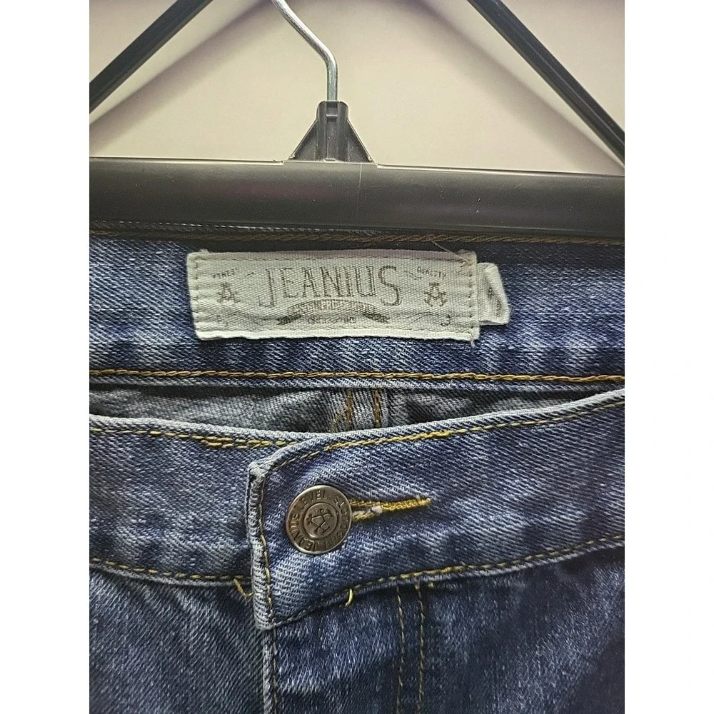 Jeanius‎ Akademiks Shorts Mens 40 Blue Paint Splatter Denim Distressed Baggy Y2K
